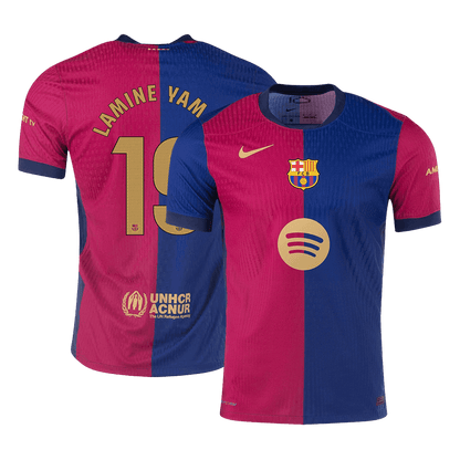 Αυθεντική ποδοσφαιρική φανέλα LAMINE YAMAL #19 της Barcelona Home με το λογότυπο Spotify χωρίς κείμενο 2024/25