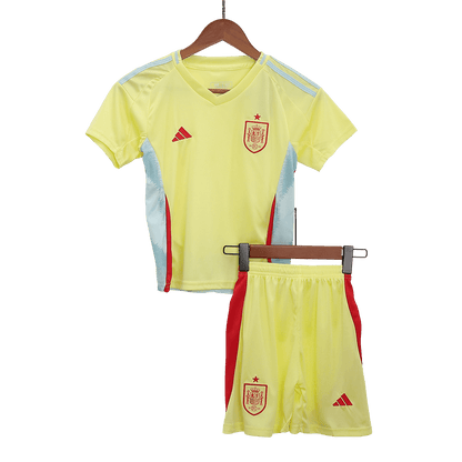 Kid's Spain Away Soccer Jersey Kit(Jersey+Shorts) Euro 2024