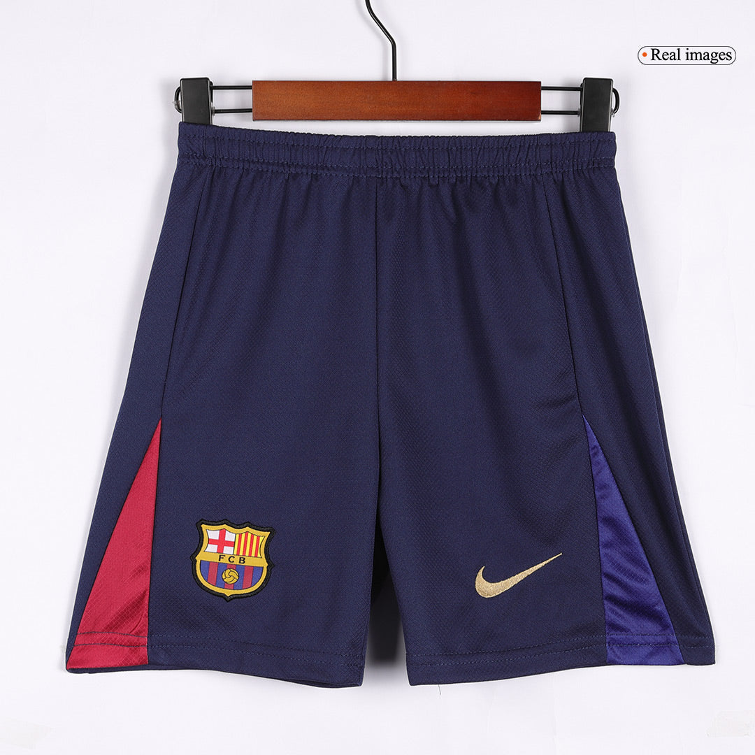Gift-Kid's Barcelona Home Spotify Logo Without Text Soccer Jersey Kit(Shirt+Shorts) 2024/25
