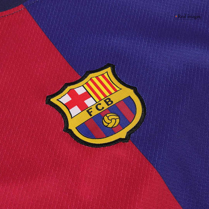 Gift-Kid's Barcelona Home Spotify Logo Without Text Soccer Jersey Kit(Shirt+Shorts) 2024/25