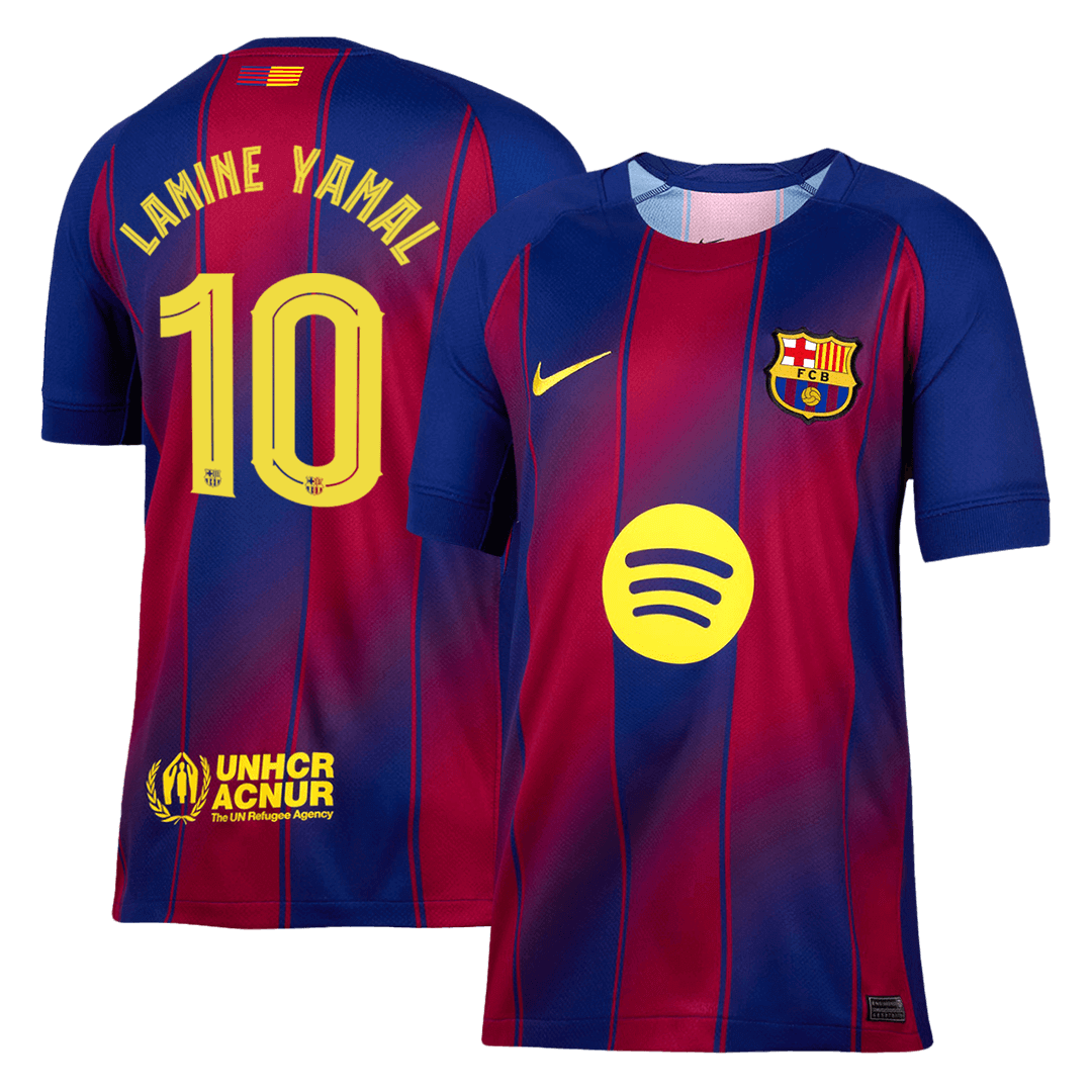 LAMINE YAMAL #10 Εντός έδρας ποδοσφαιρική φανέλα Barcelona 2025/26 Κόκκινο&Μπλε - UCL