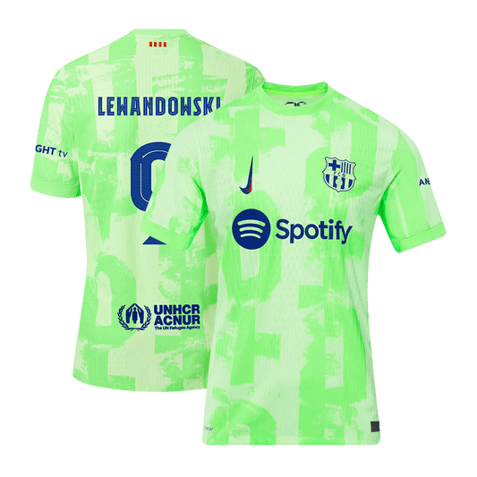 Αυθεντική φανέλα LEWANDOWSKI #9 ποδοσφαίρου Μπαρτσελόνα Τρίτη εκτός έδρας φανέλα 2024/25 UCL