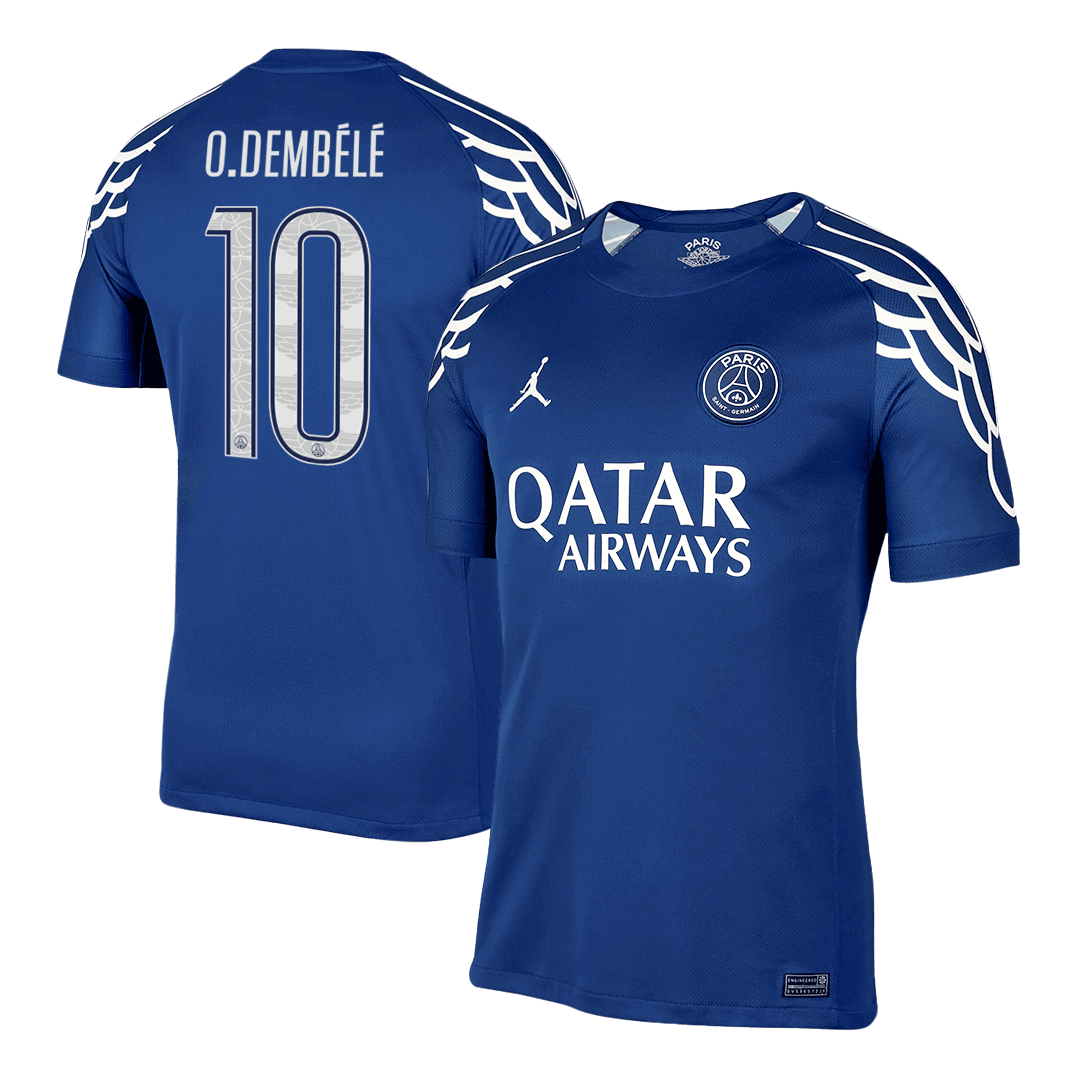 O.DEMBELE #10 Φανέλα Ποδοσφαίρου PSG Τέταρτη Εκτός έδρας Προσαρμοσμένη Μπλούζα 2024/25 - UCL