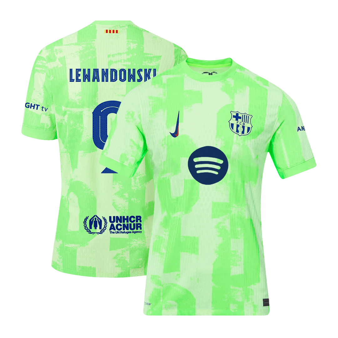 Αυθεντική φανέλα LEWANDOWSKI #9 Soccer Jersey Barcelona Third Away 2024/25 UCL Spotify λογότυπο χωρίς κείμενο