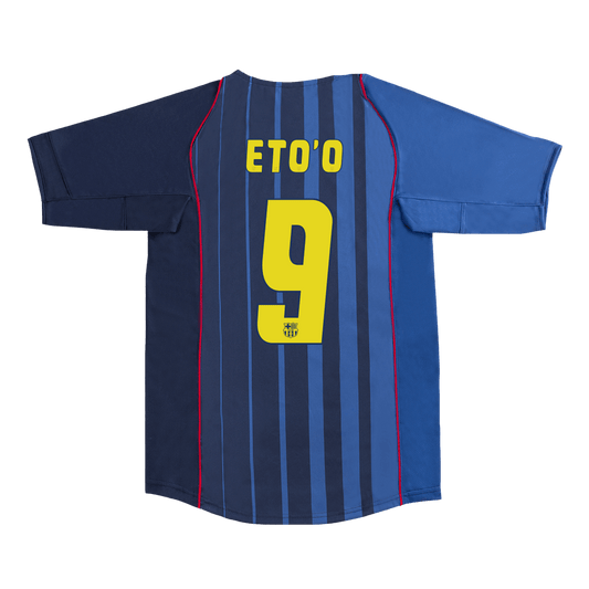 ETO'O #9 Μπλουζάκι ρετρό της Μπαρτσελόνα εκτός έδρας ποδοσφαίρου 2004/05