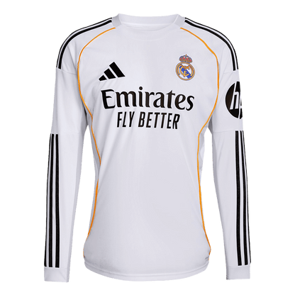 Real Madrid Home Long Sleeve Soccer White Jersey 2025/26
