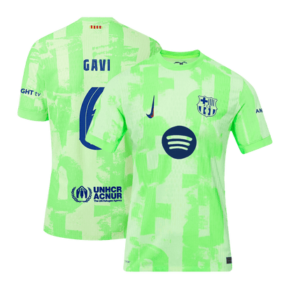 Αυθεντική μπλούζα GAVI #6 Soccer Jersey Barcelona Third Away 2024/25 UCL Spotify λογότυπο χωρίς κείμενο