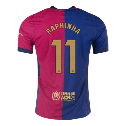 Αυθεντική ποδοσφαιρική φανέλα RAPHINHA #11 της Barcelona, εντός έδρας φανέλα 2024/25, λογότυπο Spotify χωρίς κείμενο