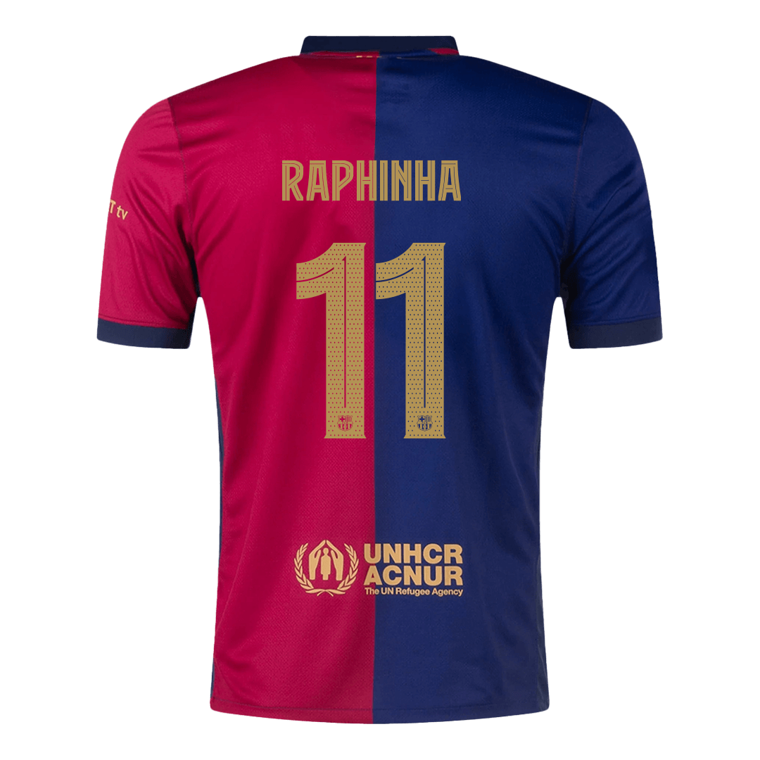 RAPHINHA #11 Barcelona Jersey Custom Soccer Jersey Home 2024/25 -UCL (Spotify Logo Without Text)