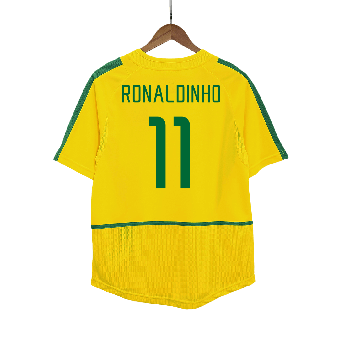 RONALDINHO #11 Βραζιλία Ρετρό μπλουζάκι ποδοσφαίρου 2002/03