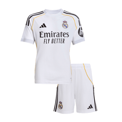 Real Madrid Home Kids White Soccer Jerseys Kit 2025/26