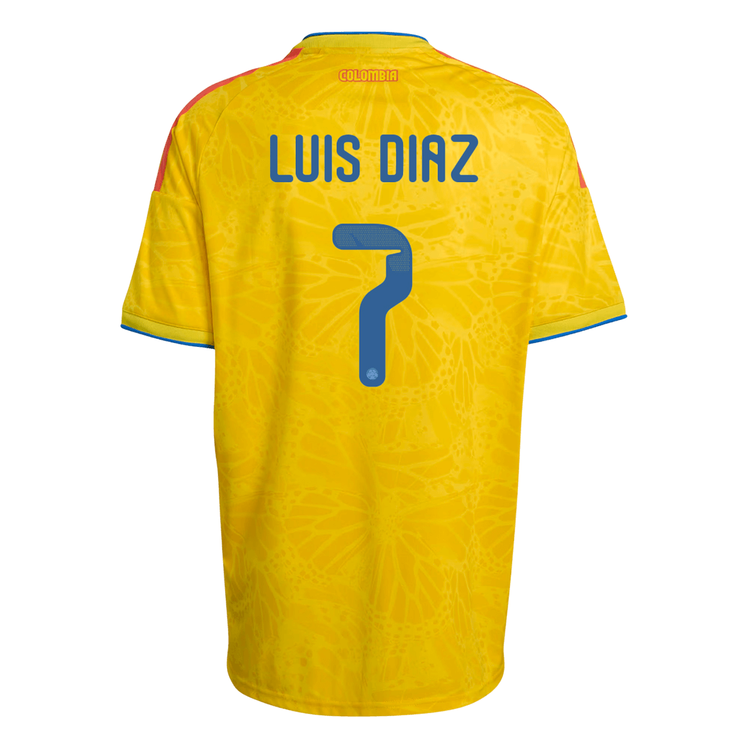 LUIS DíAZ #7 Φανέλα Ποδοσφαίρου Κολομβίας Έδρα Προσαρμοσμένη Μπλούζα Παγκόσμιο Κύπελλο 2026