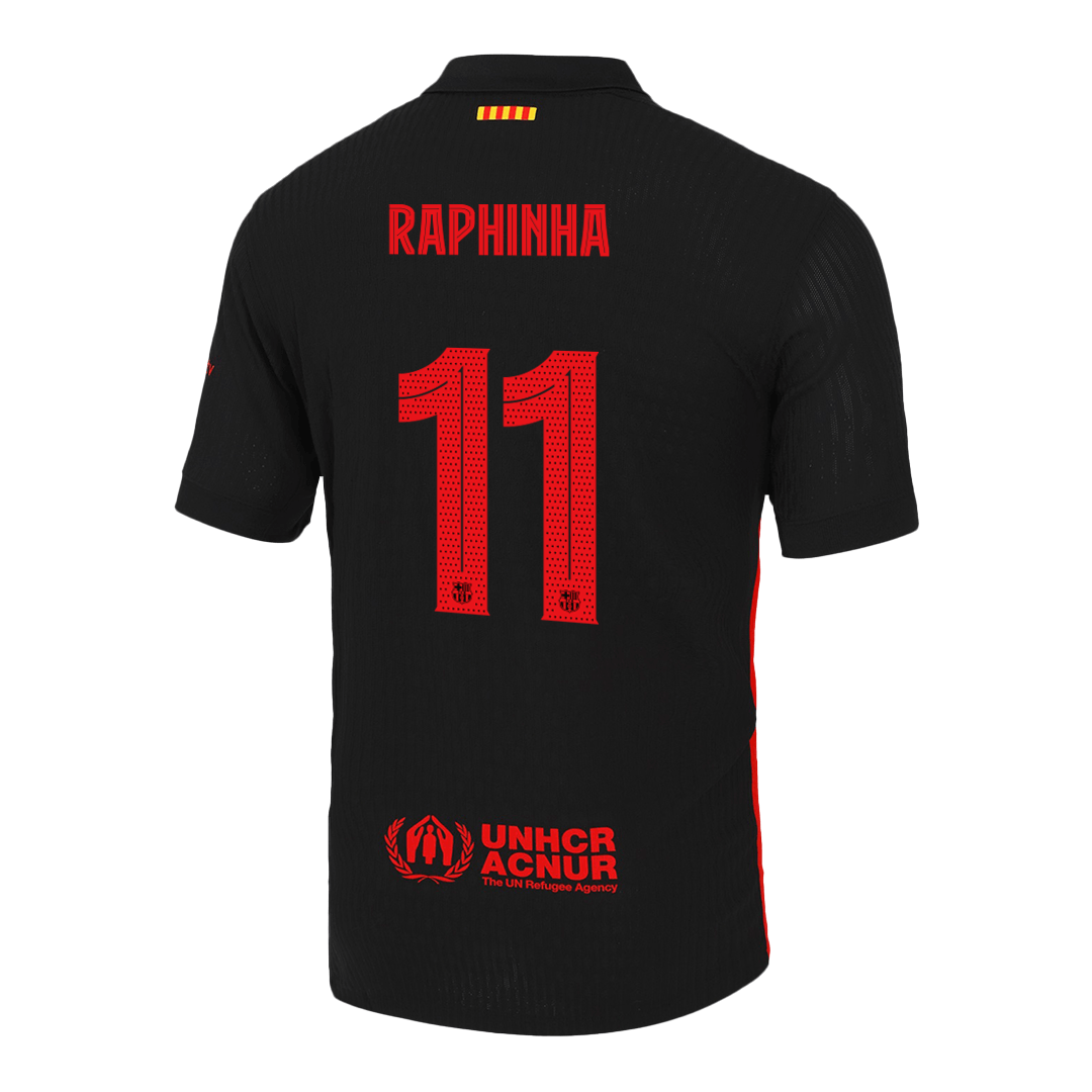 Authentic RAPHINHA #11 Barcelona Soccer Jersey Away Shirt 2024/25 - UCL (Spotify Logo Without Text)