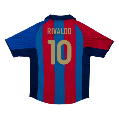 Retro Jersey RIVALDO #10 Barcelona Retro Jersey Home Soccer Shirt 2001/02