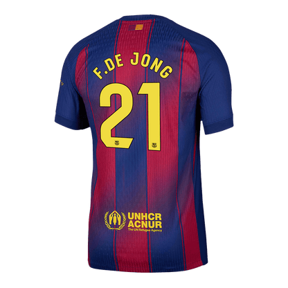F.DE JONG #21 Barcelona Home Authentic Soccer Jersey 2025/26