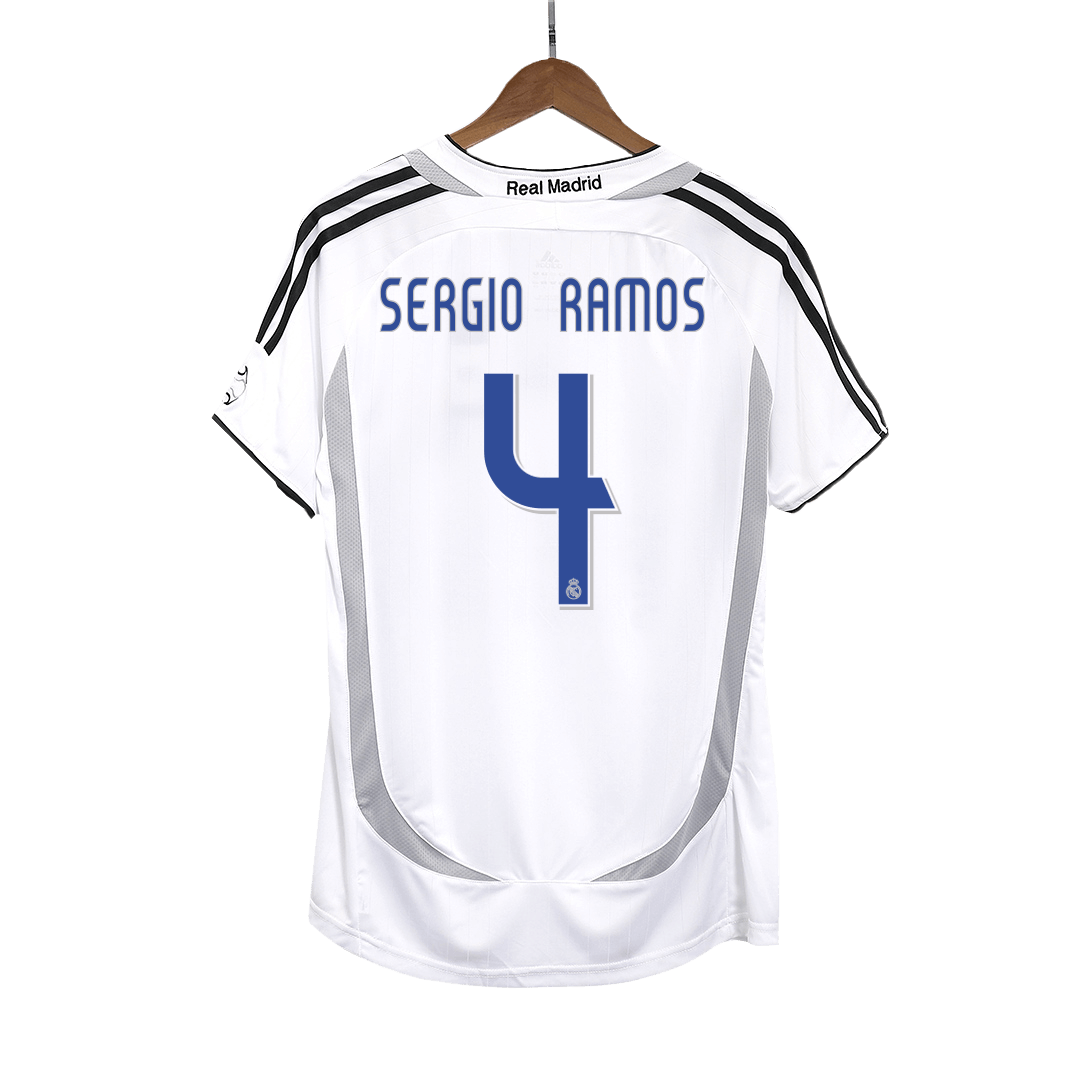 SERGIO RAMOS #4 Ρετρό φανέλα Ρεάλ Μαδρίτης εντός έδρας ποδοσφαίρου 2006/07