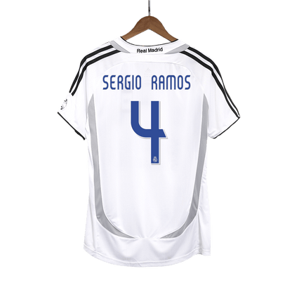 SERGIO RAMOS #4 Ρετρό φανέλα Ρεάλ Μαδρίτης εντός έδρας ποδοσφαίρου 2006/07